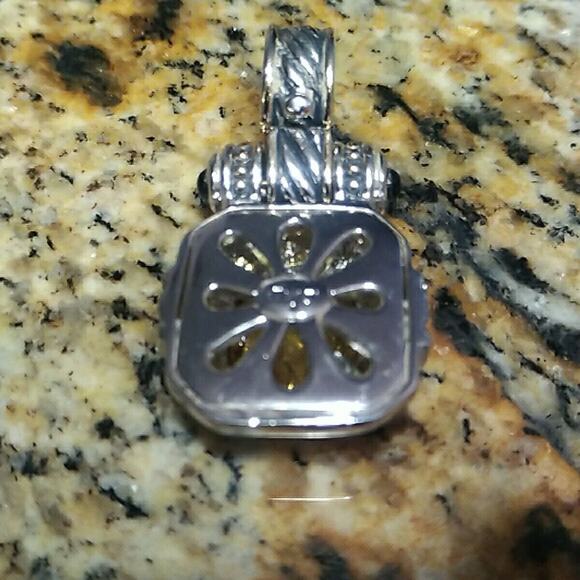 Vintage T*J Renaissance Revival Huge 2-Tone Citrine Orange CZ & Blk Cab Pendant - Picture 6 of 8